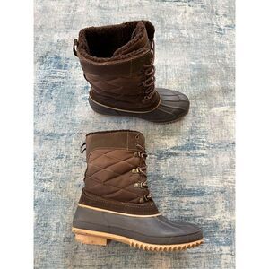 Khombu Brown Annabel Tufted Duck Snow Boot Size 10